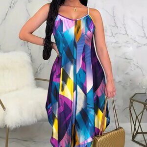 Women's Plus Size Tropical Beach Summer Trendy Vacation Holiday Maxi Dress 22W